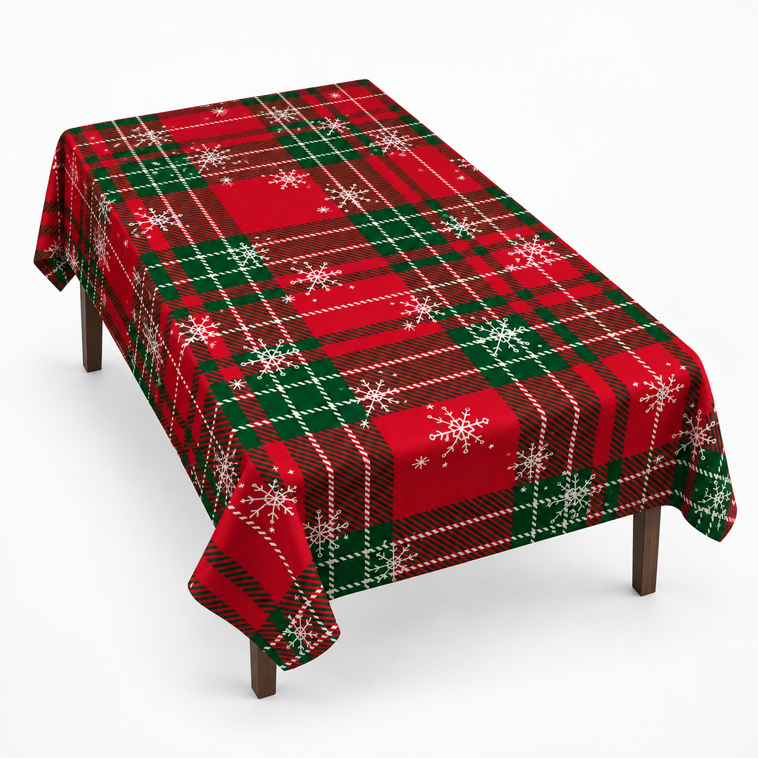 Holly Hearth | Weihnachts-Tischdecke mit Rote-Schleifen-Druck