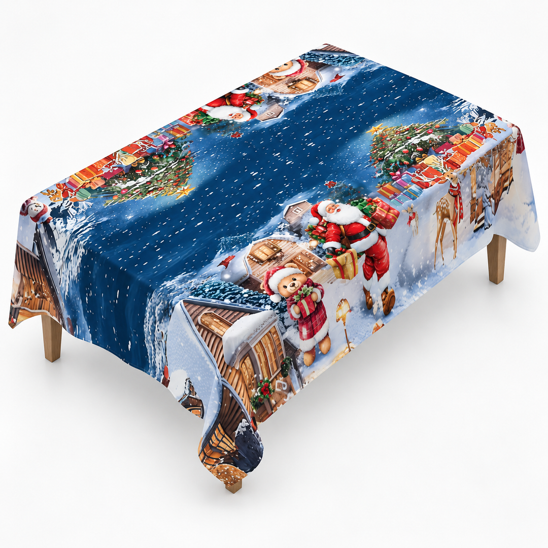 Holly Hearth | Weihnachts-Tischdecke mit Rote-Schleifen-Druck