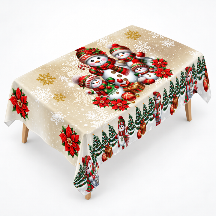 Holly Hearth | Weihnachts-Tischdecke mit Rote-Schleifen-Druck