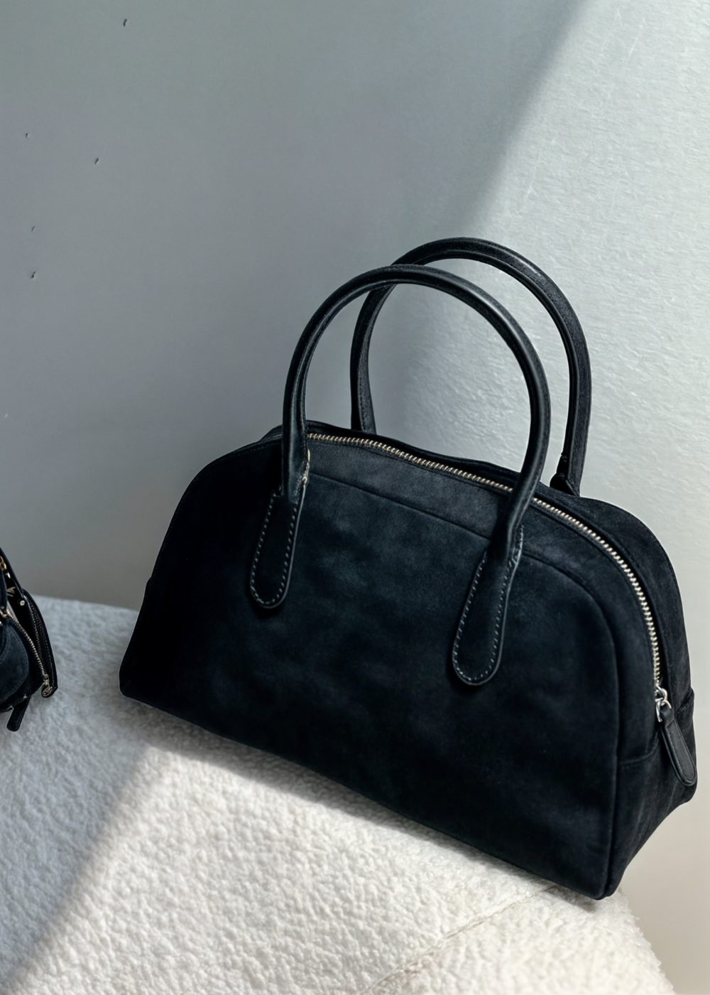 Genuine Suede Handbag Women – Small Shoulder Bag with Zipper