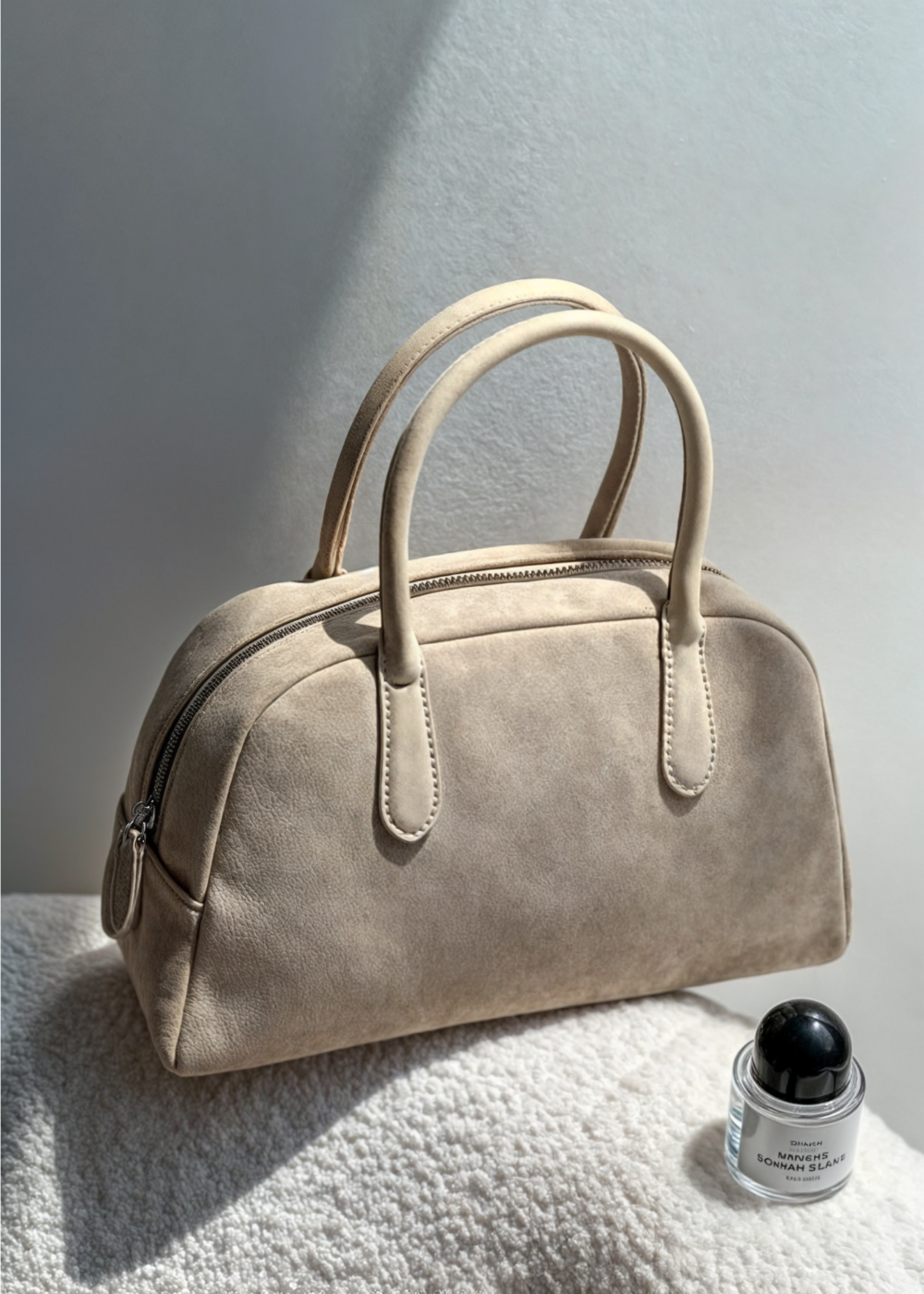 Genuine Suede Handbag Women – Small Shoulder Bag with Zipper