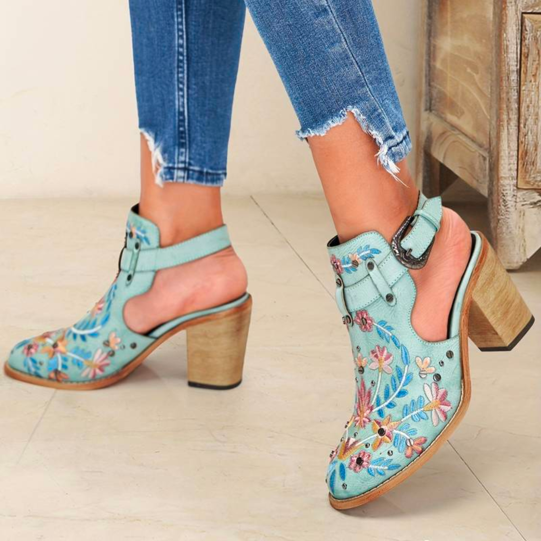 Women's Floral Embroidered Western Ankle Boots – Vintage Cowgirl Style