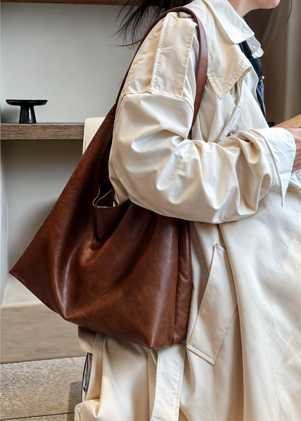 Large Women's Handbag – Vegan Leather Bag with Zipper