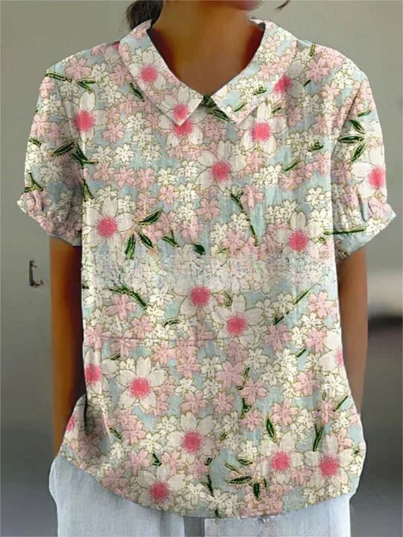 Blusa vintage de mujer con estampado de flores – Casual y elegante