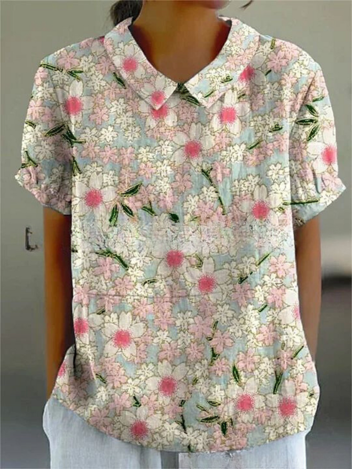 Blusa vintage de mujer con estampado de flores – Casual y elegante