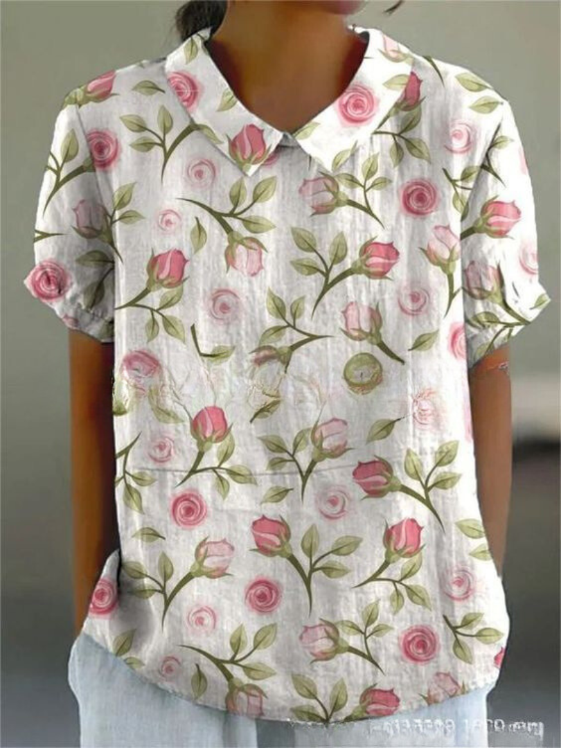 Blusa vintage de mujer con estampado de flores – Casual y elegante