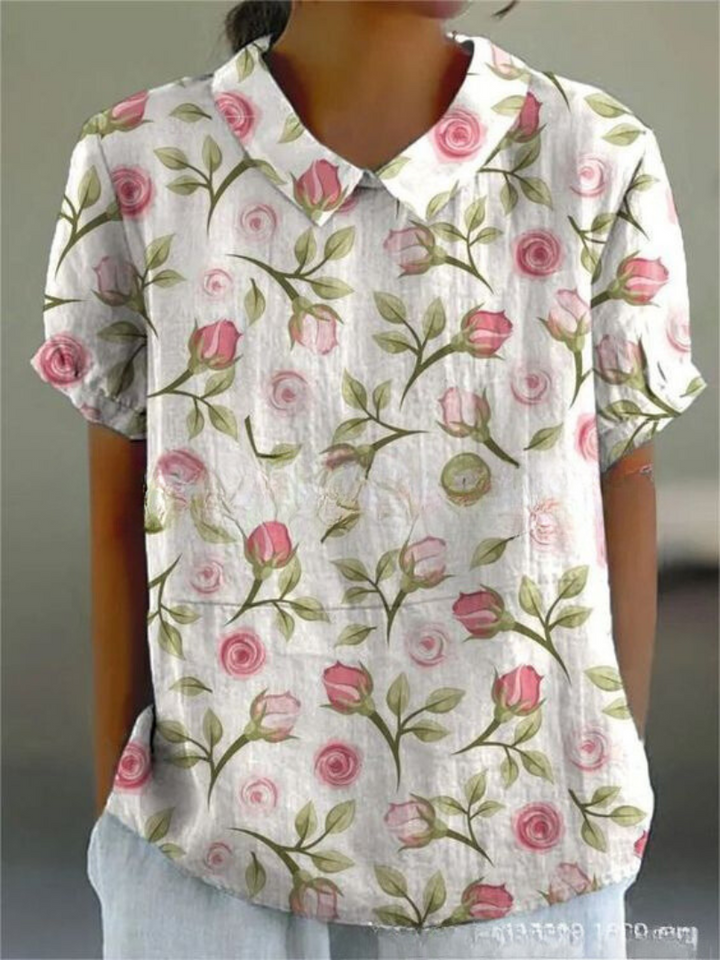 Blusa vintage de mujer con estampado de flores – Casual y elegante