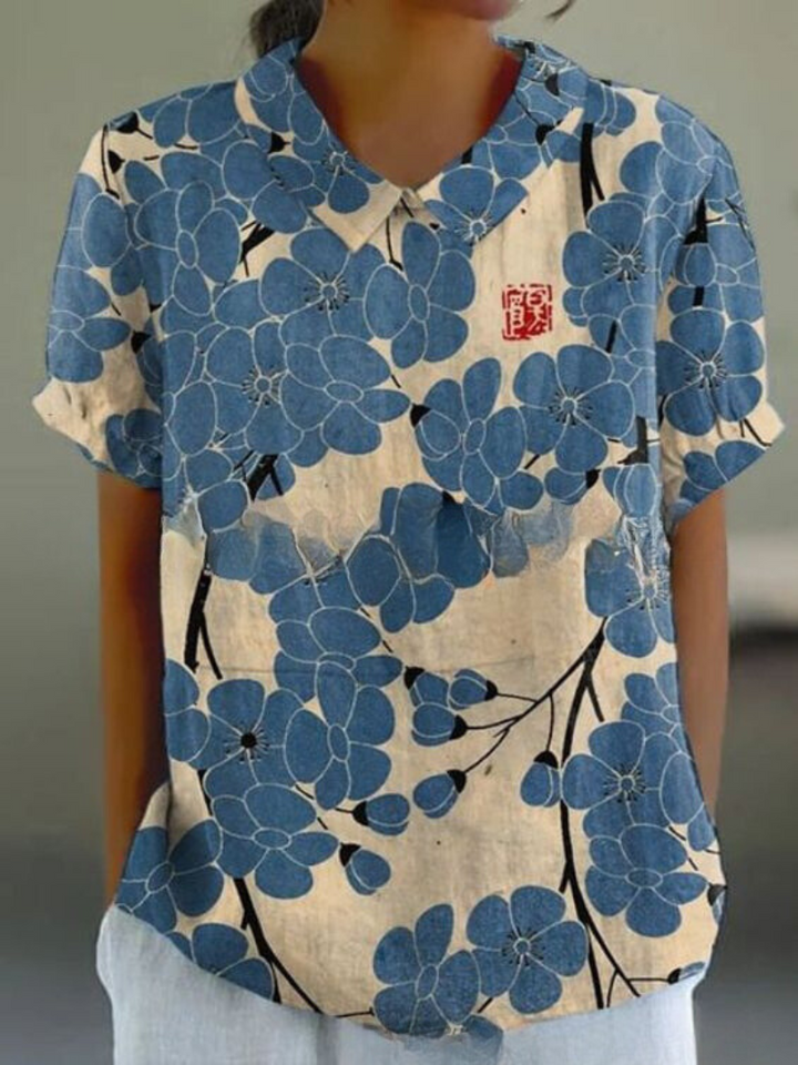 Blusa vintage de mujer con estampado de flores – Casual y elegante