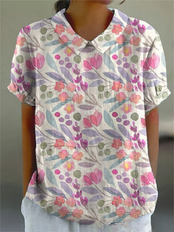 Blusa vintage de mujer con estampado de flores – Casual y elegante