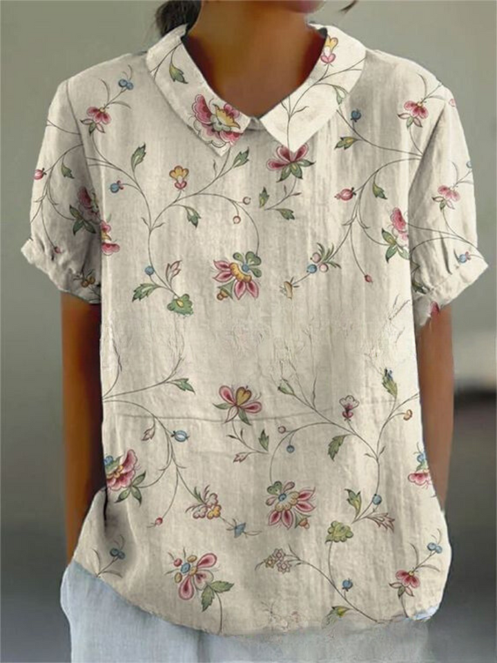 Blusa vintage de mujer con estampado de flores – Casual y elegante