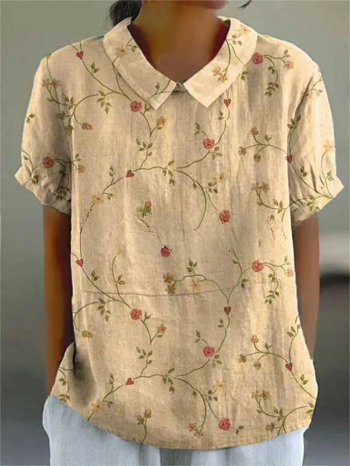 Blusa vintage de mujer con estampado de flores – Casual y elegante