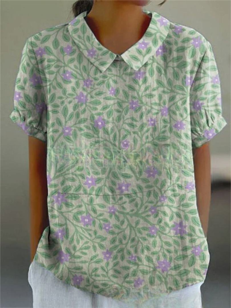 Blusa vintage de mujer con estampado de flores – Casual y elegante