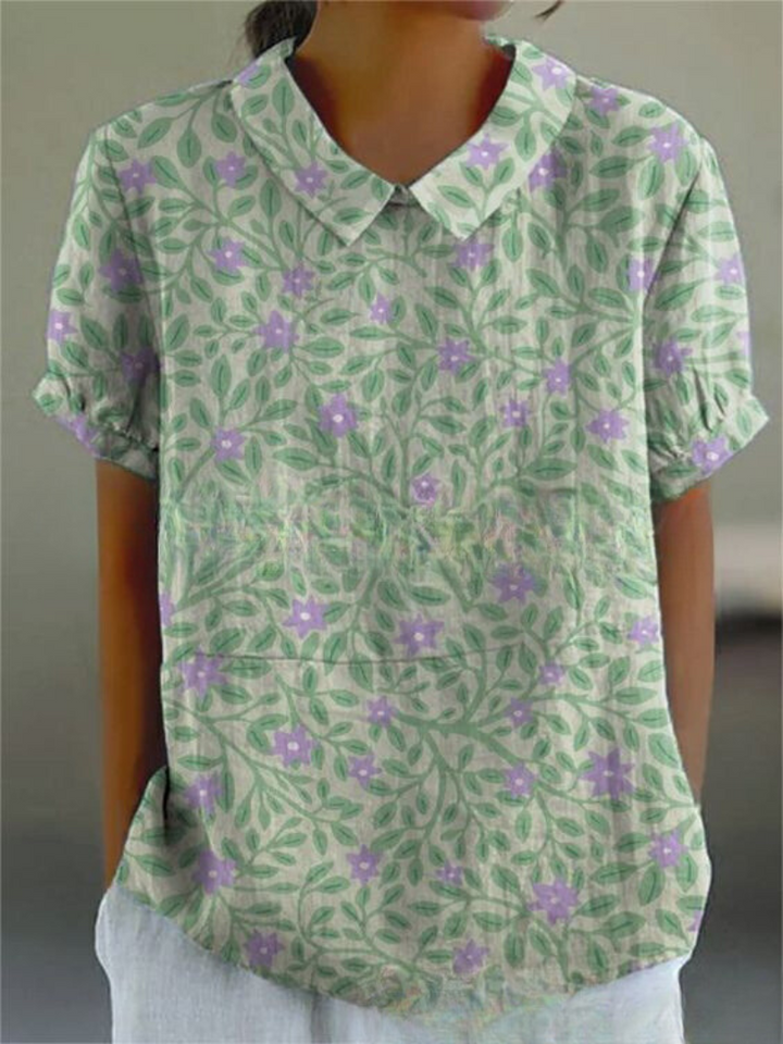 Blusa vintage de mujer con estampado de flores – Casual y elegante