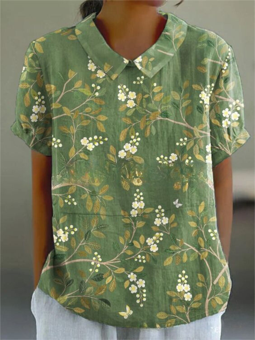 Blusa vintage de mujer con estampado de flores – Casual y elegante