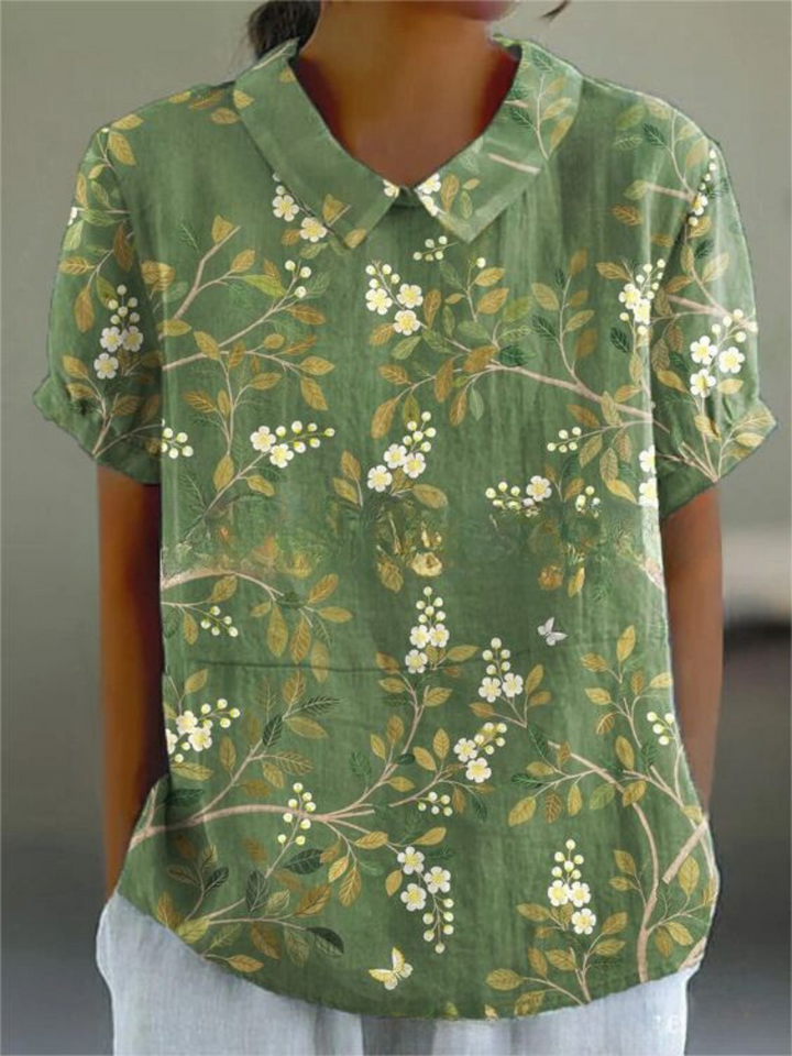 Blusa vintage de mujer con estampado de flores – Casual y elegante
