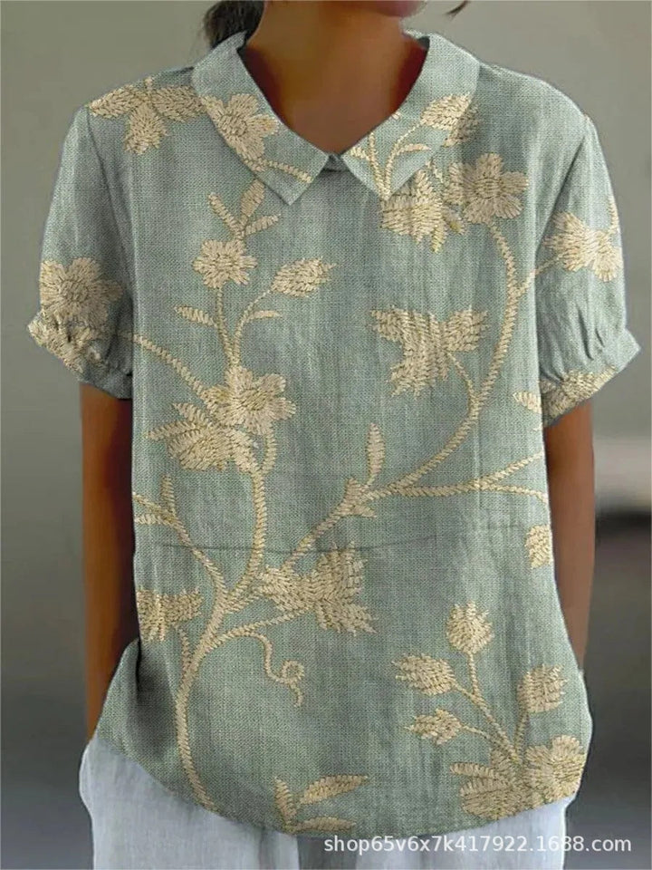Blusa vintage de mujer con estampado de flores – Casual y elegante