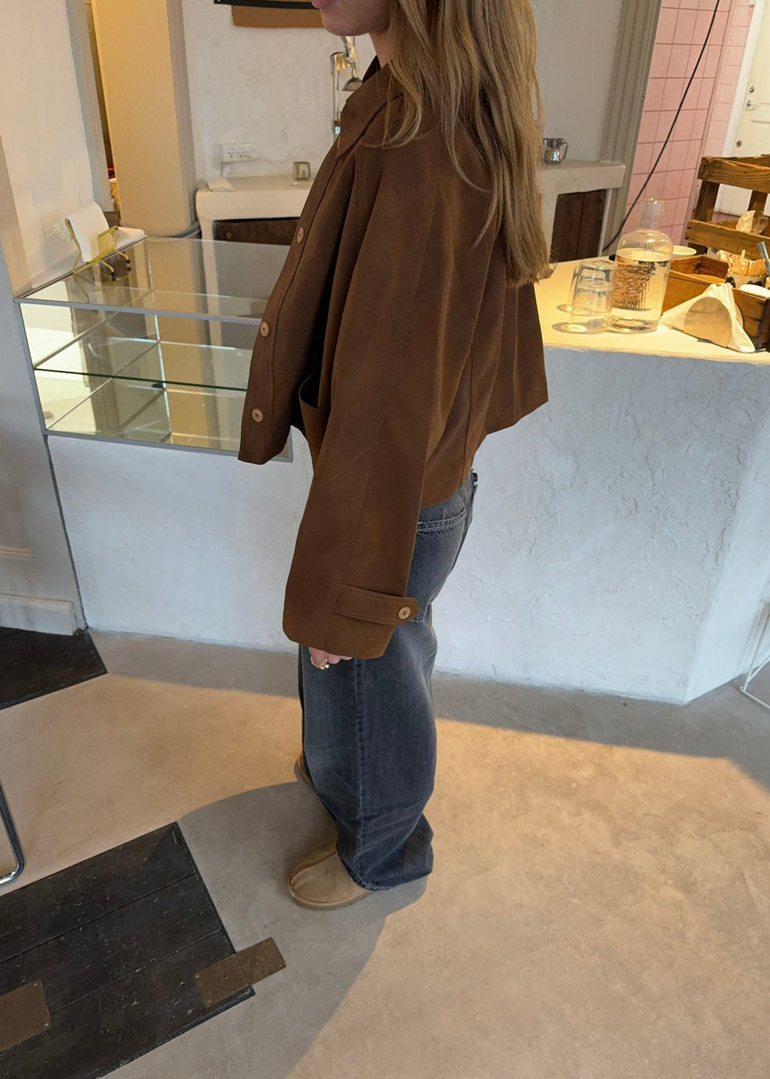 Women's jacket – cotton blend – casual cut with zipper