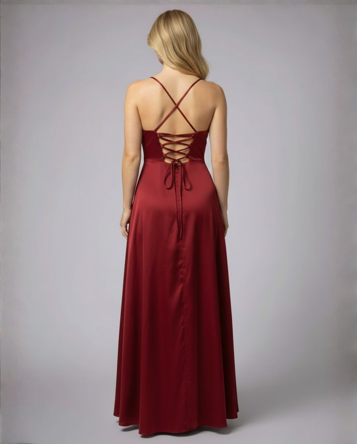 Elegant Women's Silk Maxi Dress Flowing Cut – Stylish Summer Evening Dress
