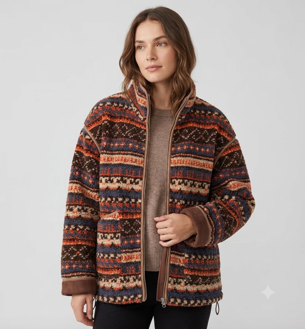 Damen Bohemian bedruckte Jacke mit isolierter Konstruktion