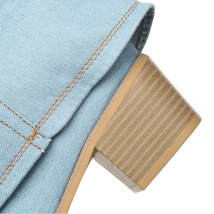 Women's denim boots with block heel