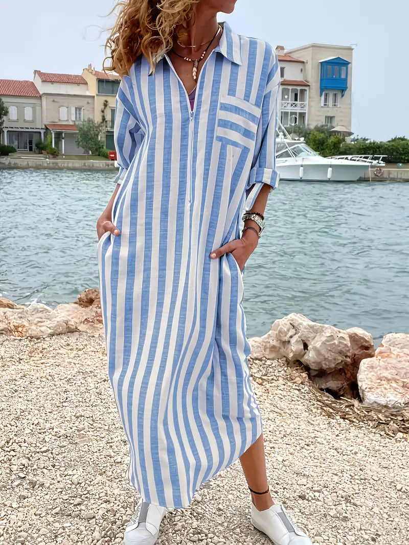 Gestreiftes Maxikleid Langarm: Bequem und Stilvoll für Jeden Tag 0