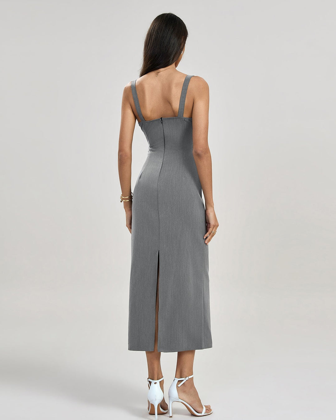 Damen Ärmelloses Gerades Bodycon Maxikleid Mit Spitzenbesatz