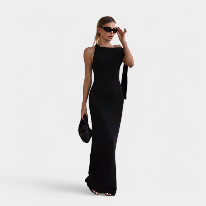 Damen Maxikleid Chiffon elegant Schleifendetail Abendkleid Sommer