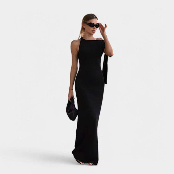 Damen Maxikleid Chiffon elegant Schleifendetail Abendkleid Sommer