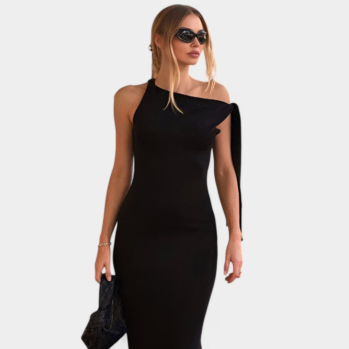 Damen Maxikleid Chiffon elegant Schleifendetail Abendkleid Sommer