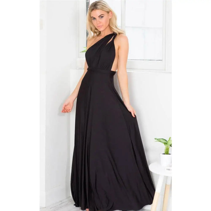 Damska sukienka bez rękawów z dekoltem w serek, zwiewna sukienka na okazje – elegancka moda imprezowa