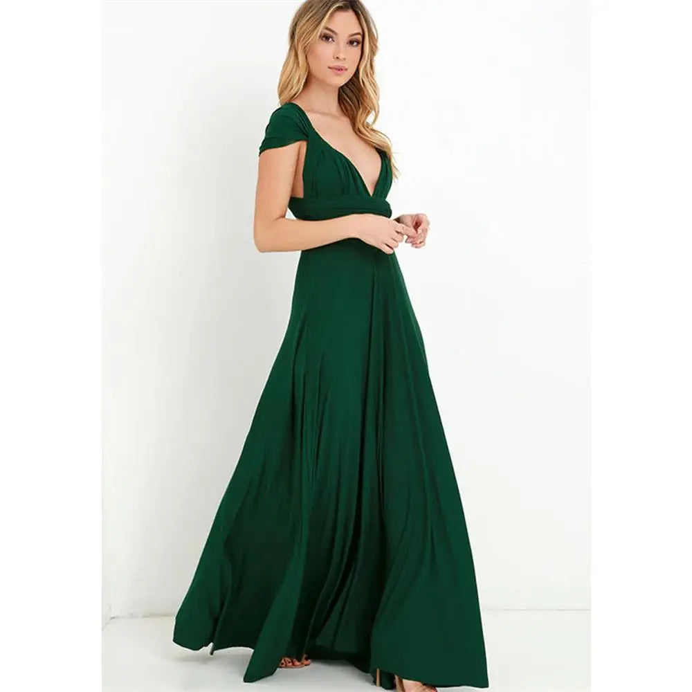 Damska sukienka bez rękawów z dekoltem w serek, zwiewna sukienka na okazje – elegancka moda imprezowa