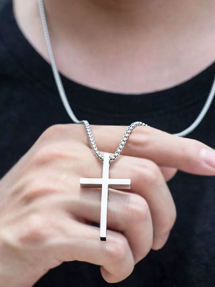 Halskette Damen Titanstahl Minimalistisch Kreuzanhänger Elegant 1
