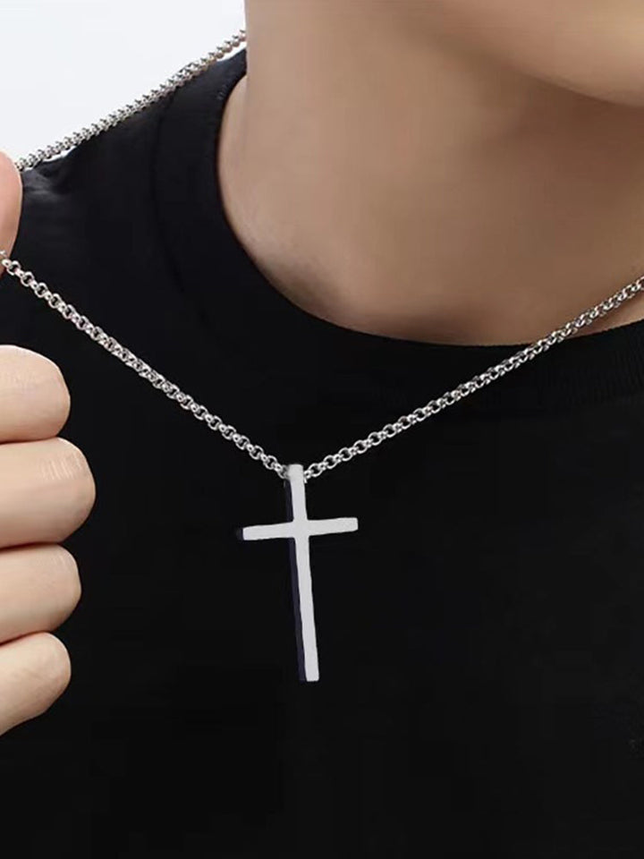 Halskette Damen Titanstahl Minimalistisch Kreuzanhänger Elegant 2
