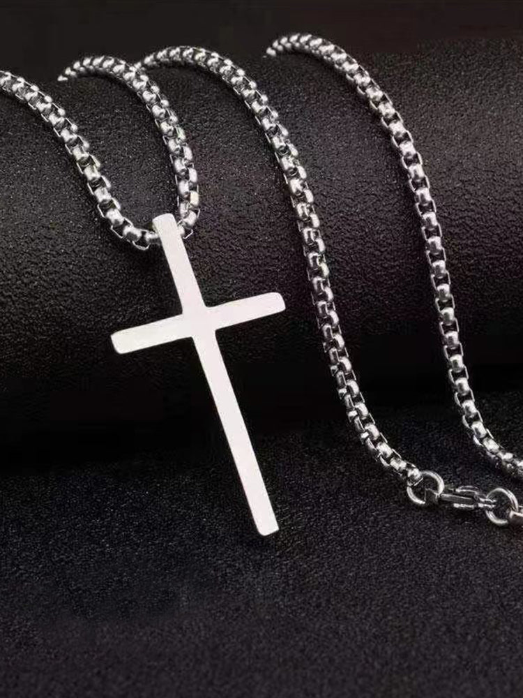 Halskette Damen Titanstahl Minimalistisch Kreuzanhänger Elegant 5