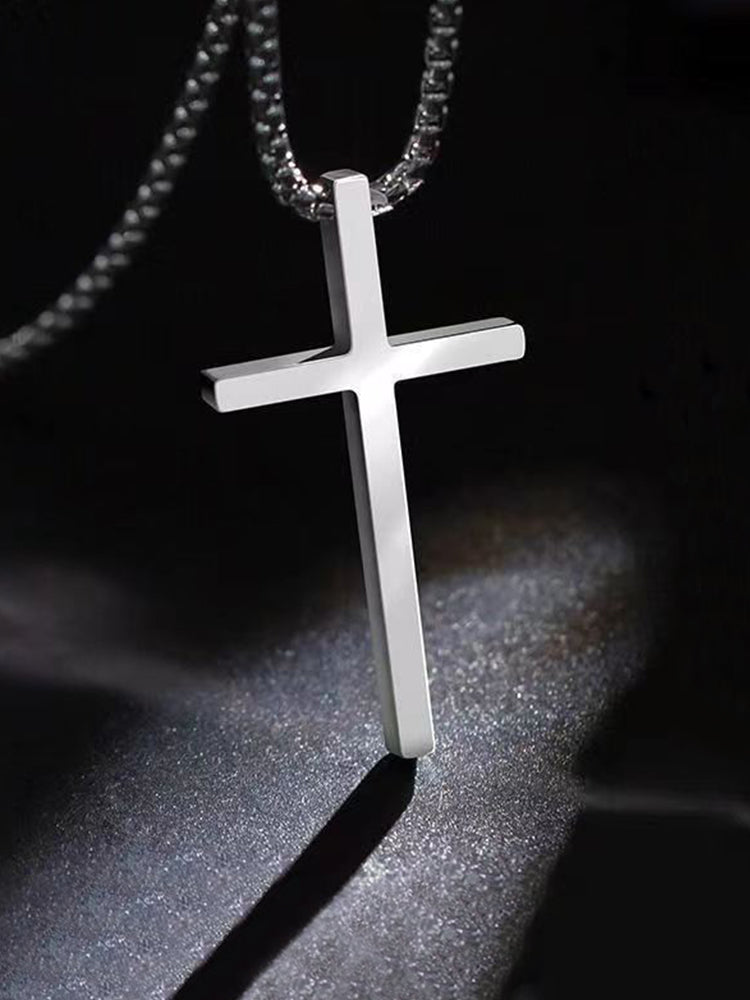 Halskette Damen Titanstahl Minimalistisch Kreuzanhänger Elegant 6