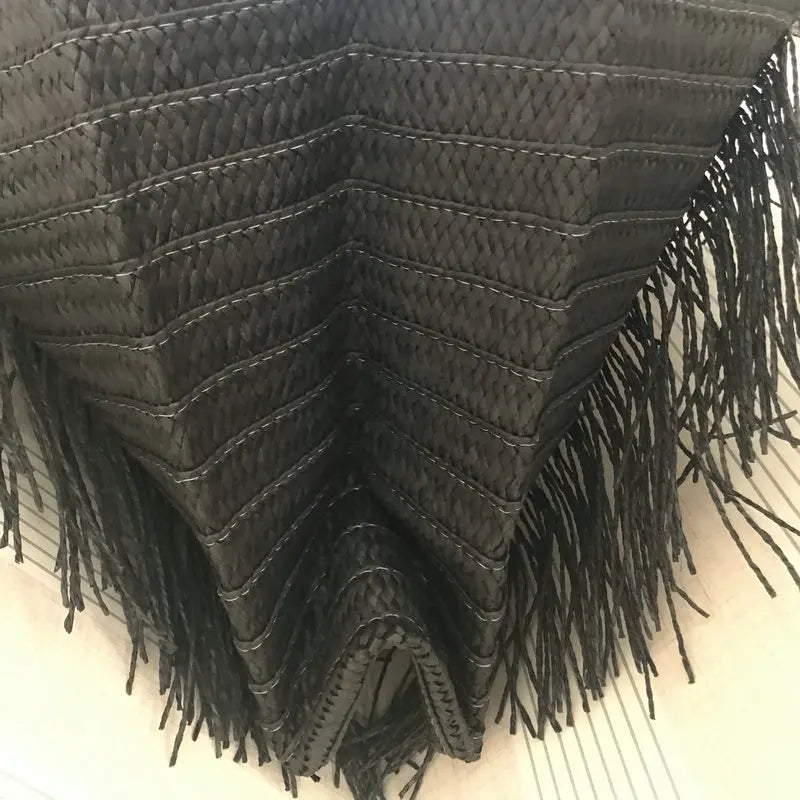 Straw bag women – Handmade beach bag with tassels & zipper