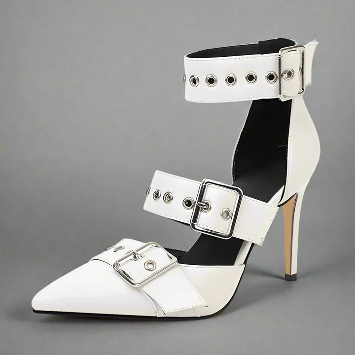 Escarpins à talons aiguilles à boucles cloutées style gothique pour femmes – Chaussures stiletto remarquables