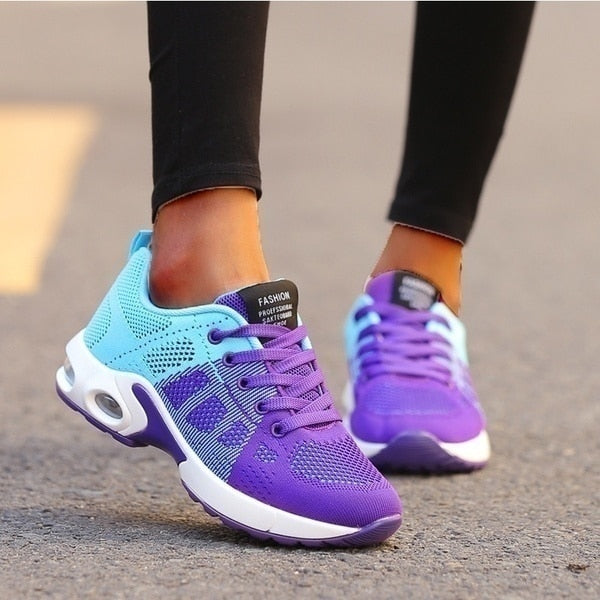 Damen Leichte Bunte Schnür-Sneaker – Orthopädische Komfort Schuhe Für Alltag