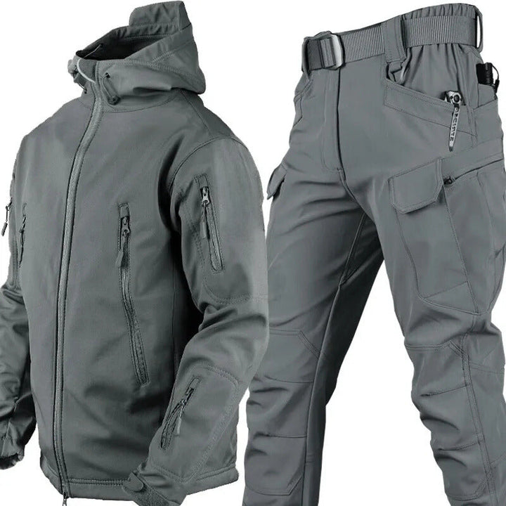 Conjunto de exterior para hombre: chaqueta + pantalón, repelente al agua y de forro polar