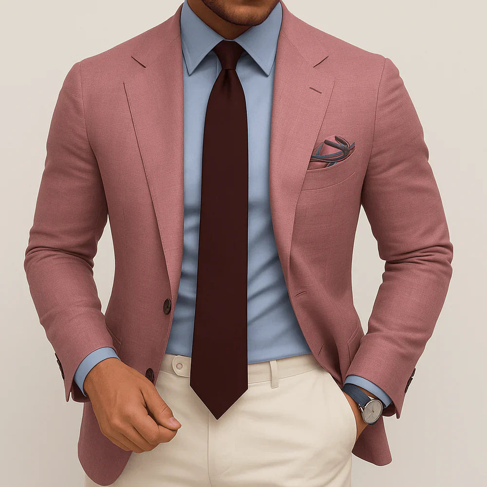 Herren Blauer Maßgeschneiderter Blazer in Hochwertigem, Strapazierfähigem Stoff – Schmale Passform mit Karomuster 3