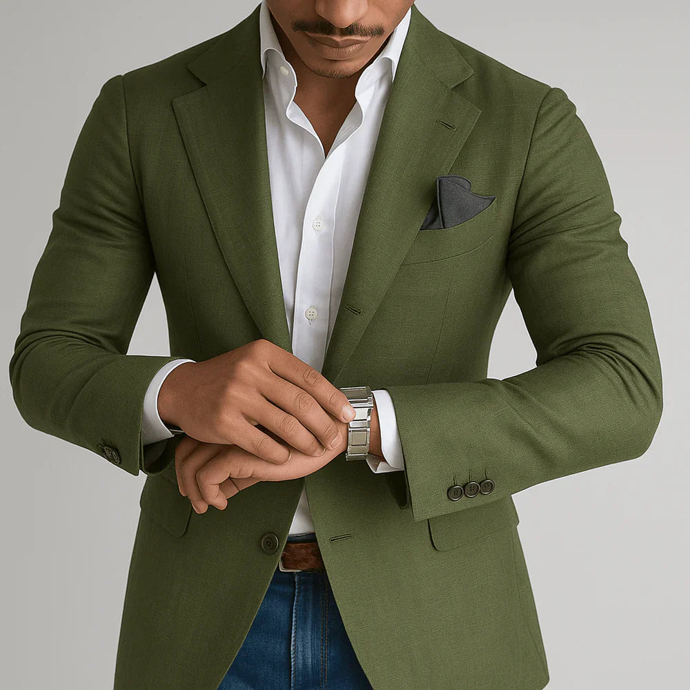 Herren Blauer Maßgeschneiderter Blazer in Hochwertigem, Strapazierfähigem Stoff – Schmale Passform mit Karomuster 4