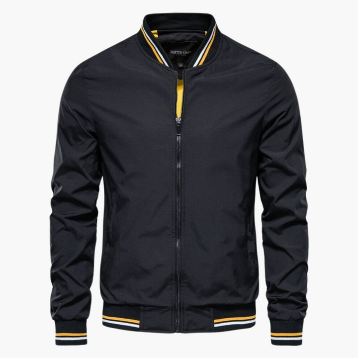 Men's bomber jacket breathable with zipper and ribbed details
