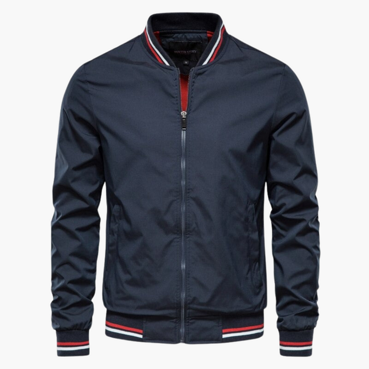 Men's bomber jacket breathable with zipper and ribbed details