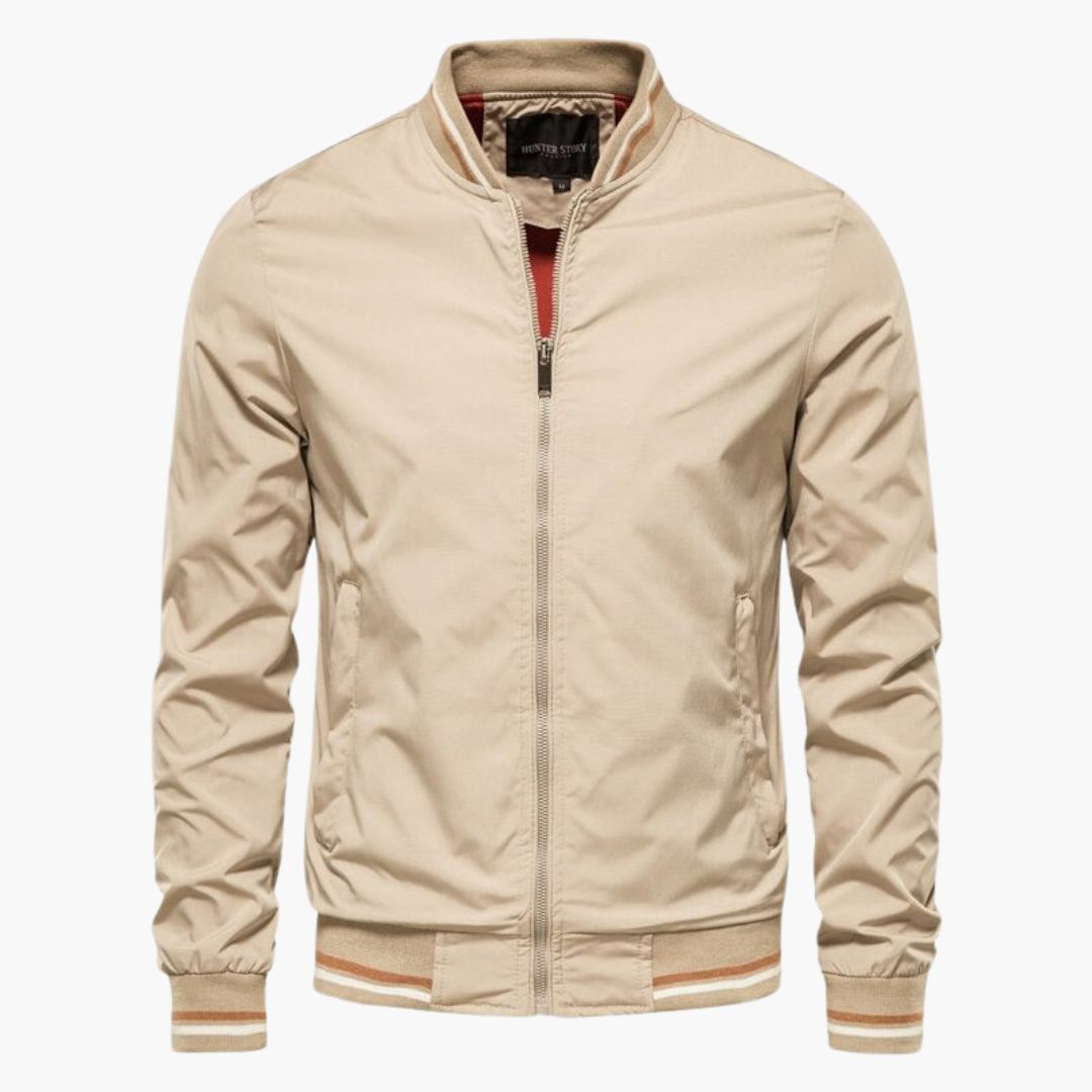 Men's bomber jacket breathable with zipper and ribbed details