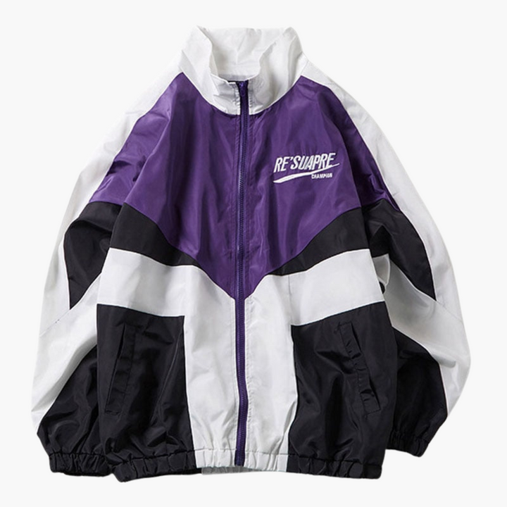 Men's bomber jacket colorblock design high-quality fabric casual