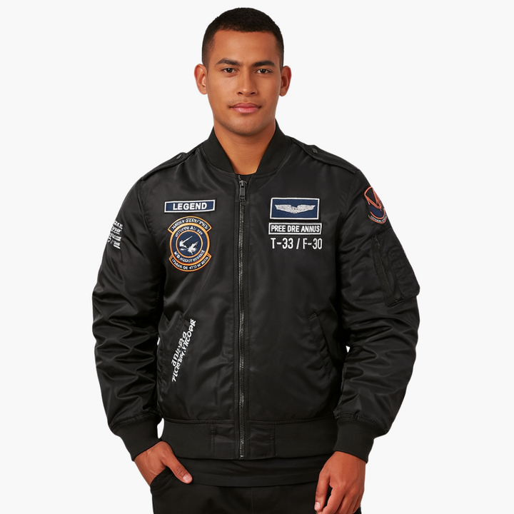 Men's bomber jacket ribbed collar embroidery high-quality fabric