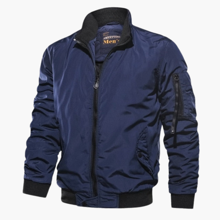 Men's bomber jacket stand-up collar high-quality fabric casual