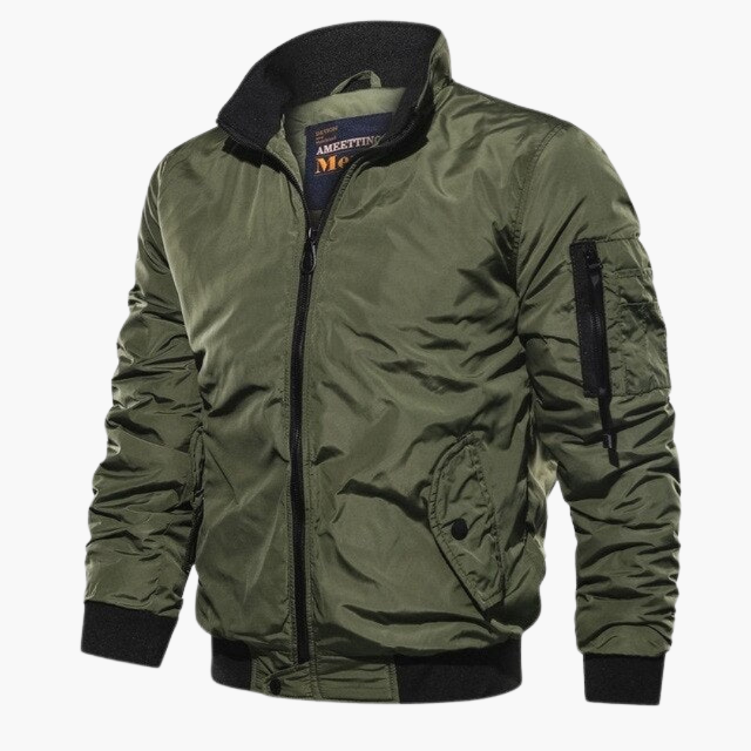 Men's bomber jacket stand-up collar high-quality fabric casual