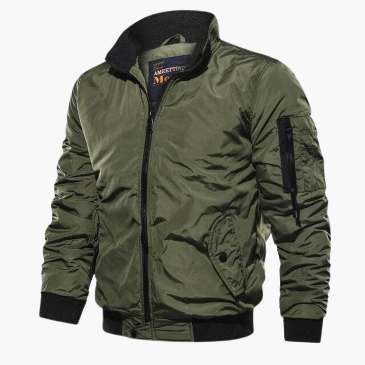 Men's bomber jacket stand-up collar high-quality fabric casual