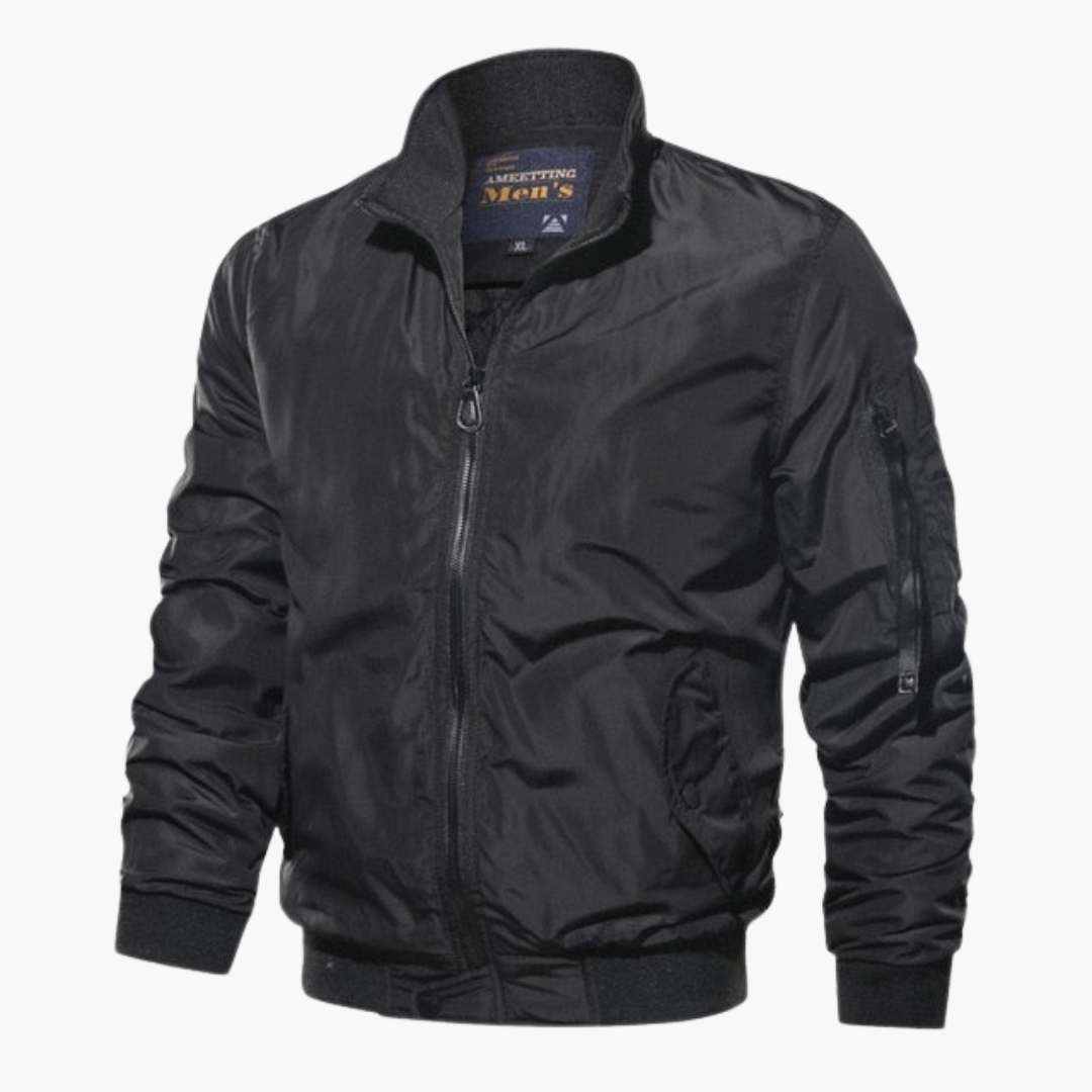 Men's bomber jacket stand-up collar high-quality fabric casual